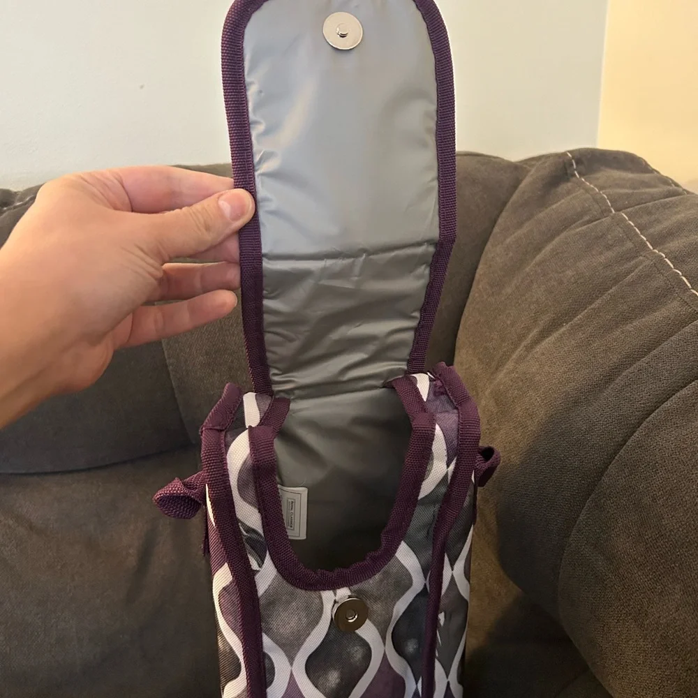 Shell Rummel Purple and Gray Patterned Beverage Insulated Tote Carrier